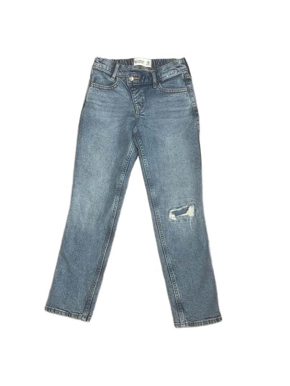 Abercrombie Kids High Rise Straight Distressed Jeans Size 7/8 Long